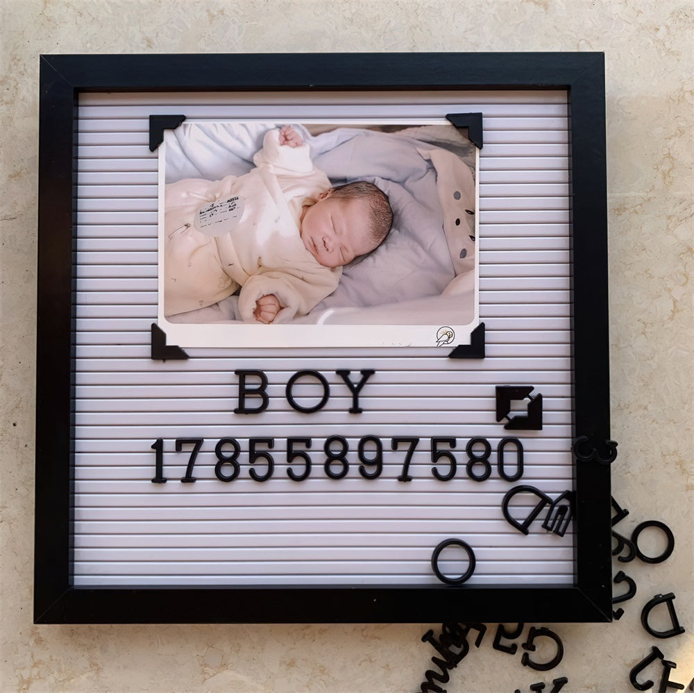 Felt Letter Board with Letters and Photo Holders Baby Birth Announcement Changeable Pre Cut Letters Boards Message Board, Classroom Decor