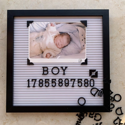 Felt Letter Board with Letters and Photo Holders Baby Birth Announcement Changeable Pre Cut Letters Boards Message Board, Classroom Decor - mysiliconefoodbag