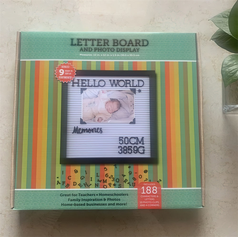 Felt Letter Board with Letters and Photo Holders Baby Birth Announcement Changeable Pre Cut Letters Boards Message Board, Classroom Decor