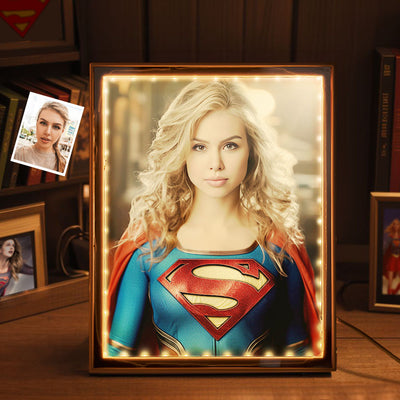 Personalized Superwoman Photo Portrait Mirror Light Custom Face Gifts for Her / Mother - mysiliconefoodbag