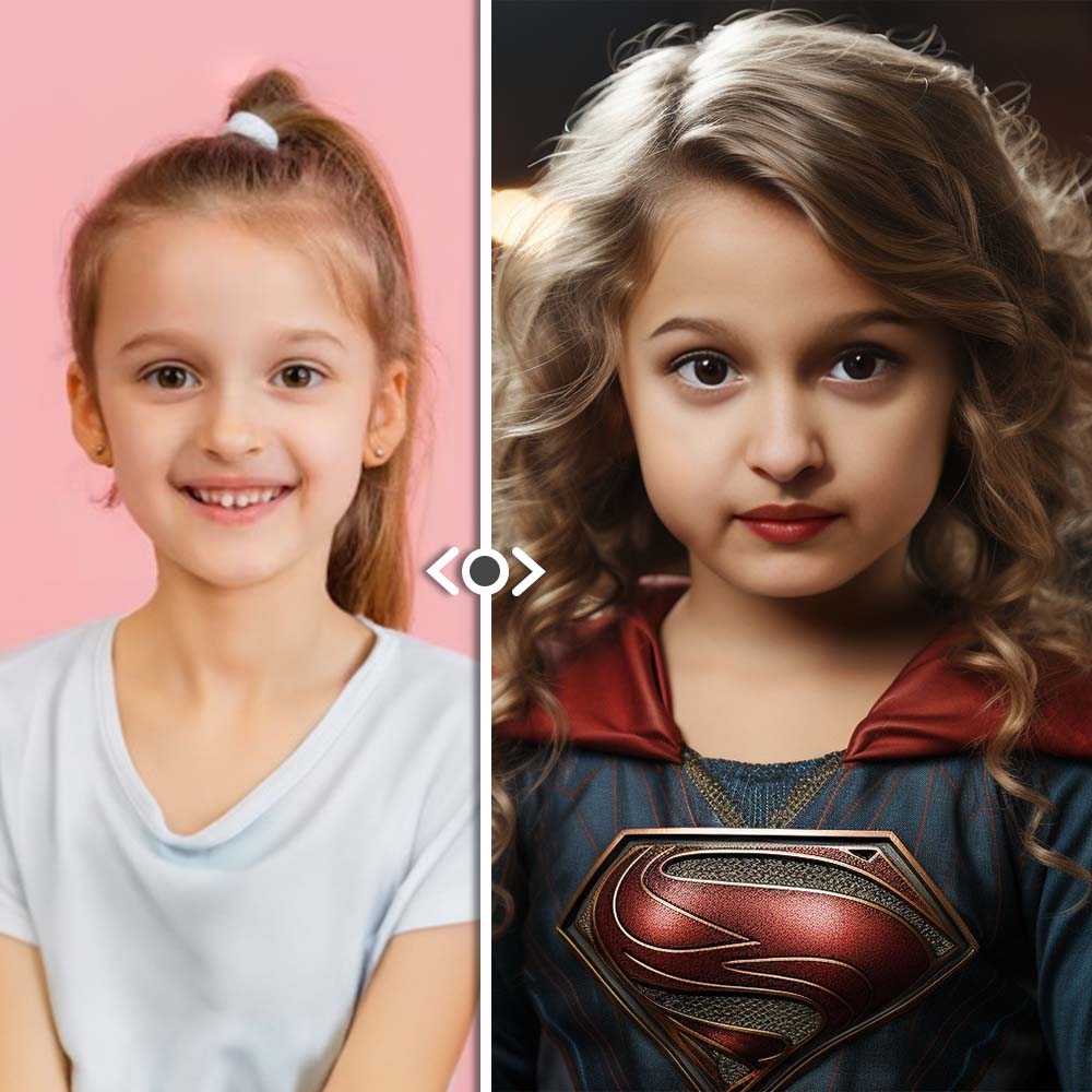 Superwoman Metal Poster Personalized Face Custom Photo Portrait Gifts for Girl / Kids