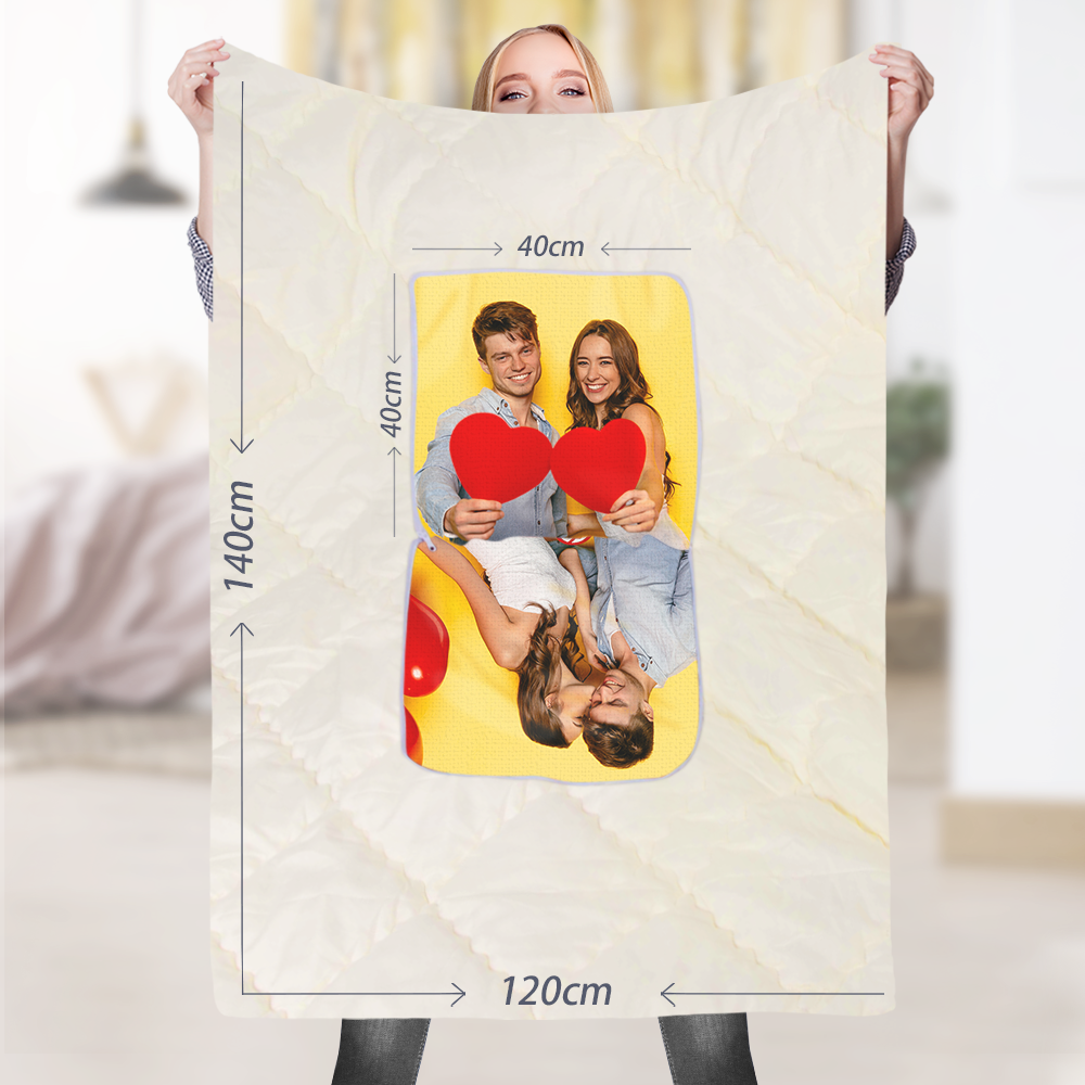 Custom Couple Photo Quillow - Multifunctional Throw Pillow and Quilt 2 in 1 - 47.25