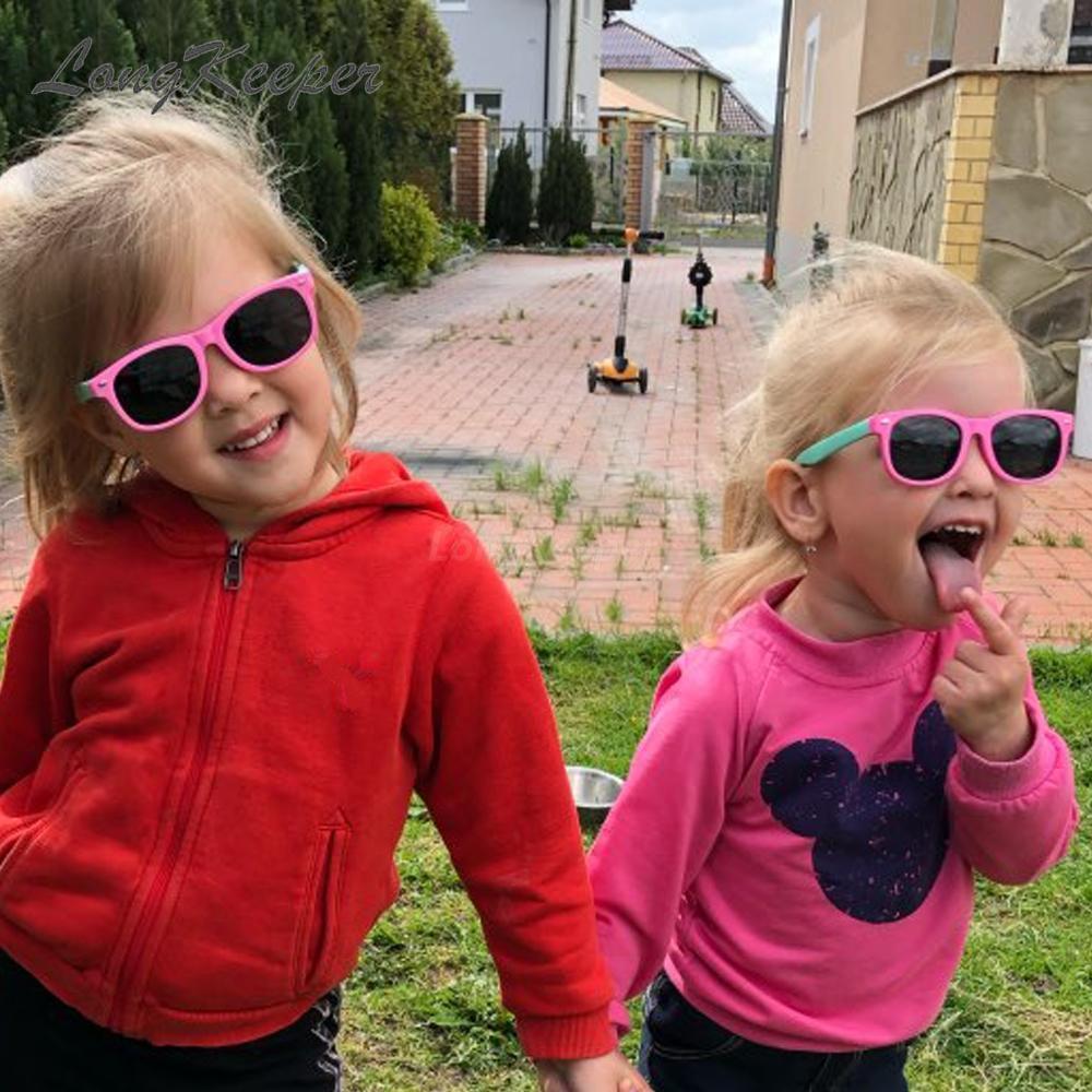 Rainbow - (Age 3-12)Kids UV400 Protective Polarized Sunglasses-Light green&Pink