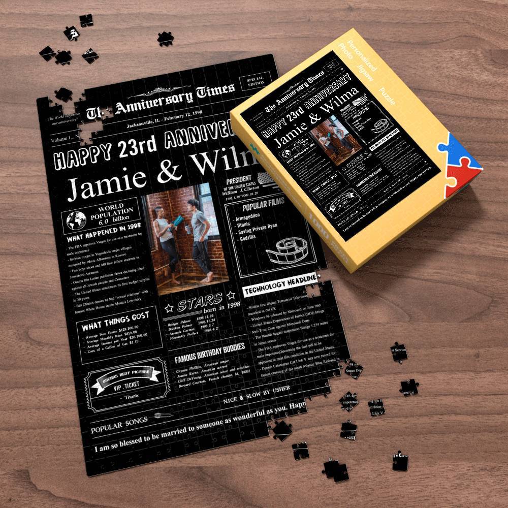 100 Years History News Custom Photo Jigsaw Puzzle Newspaper Decoration 23rd Anniversary Gift  23rd Birthday Gift Back in 1998