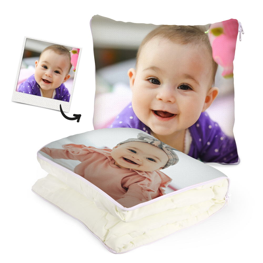 Custom Baby Photo Quillow - Multifunctional Throw Pillow and Quilt 2 in 1
