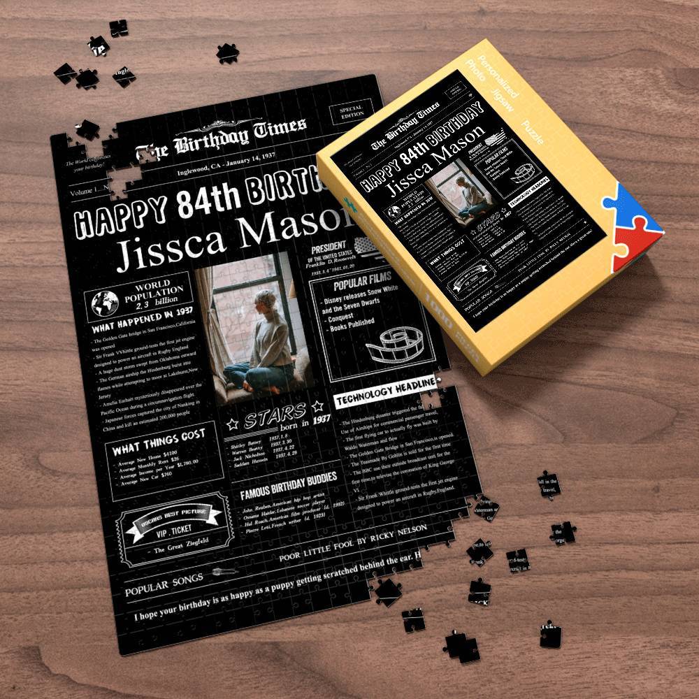 100 Years History News Custom Photo Jigsaw Puzzle Newspaper Decoration 84th Anniversary Gift  84th Birthday Gift Back in 1937