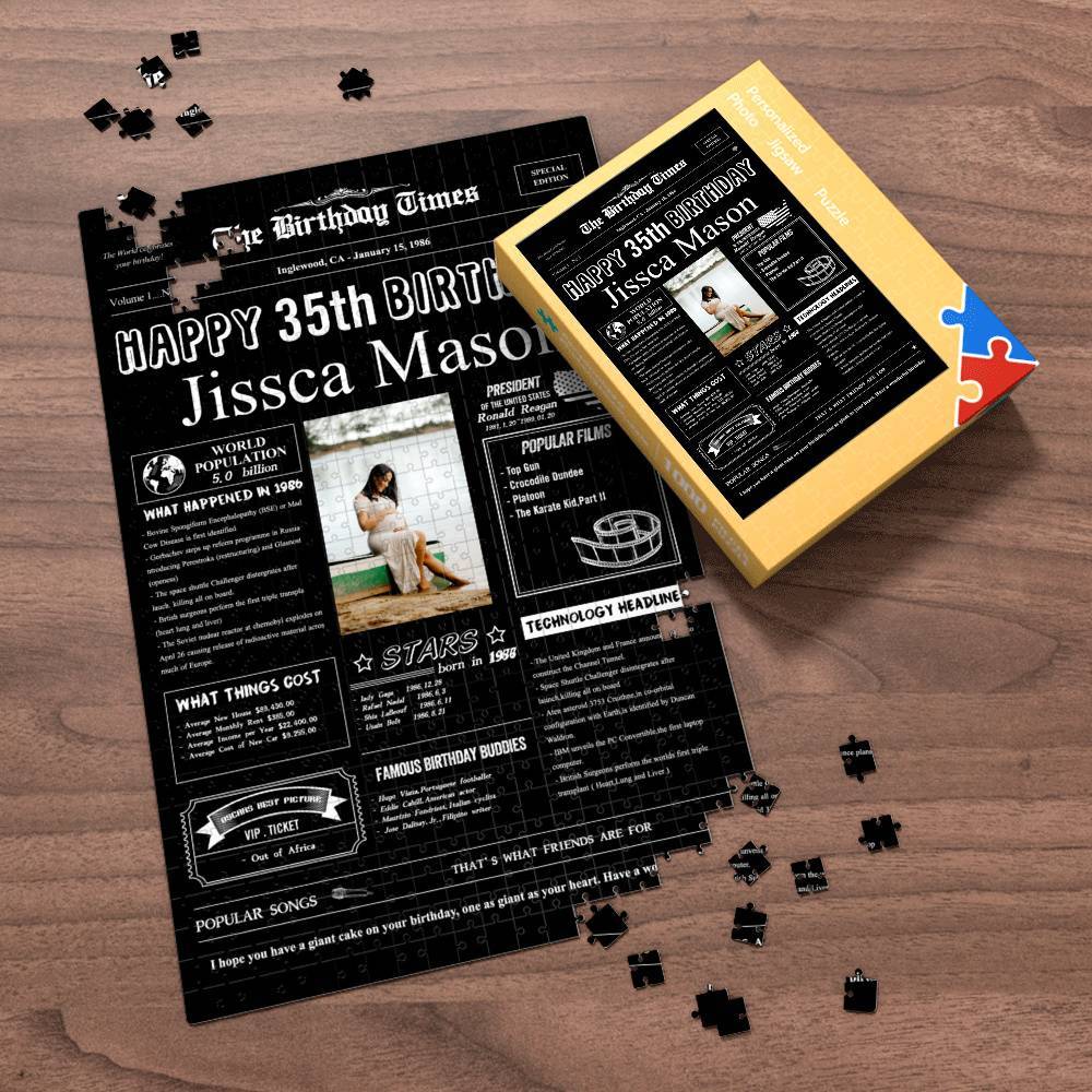 100 Years History News Custom Photo Jigsaw Puzzle Newspaper Decoration 35th Anniversary Gift  35th Birthday Gift Back in 1986