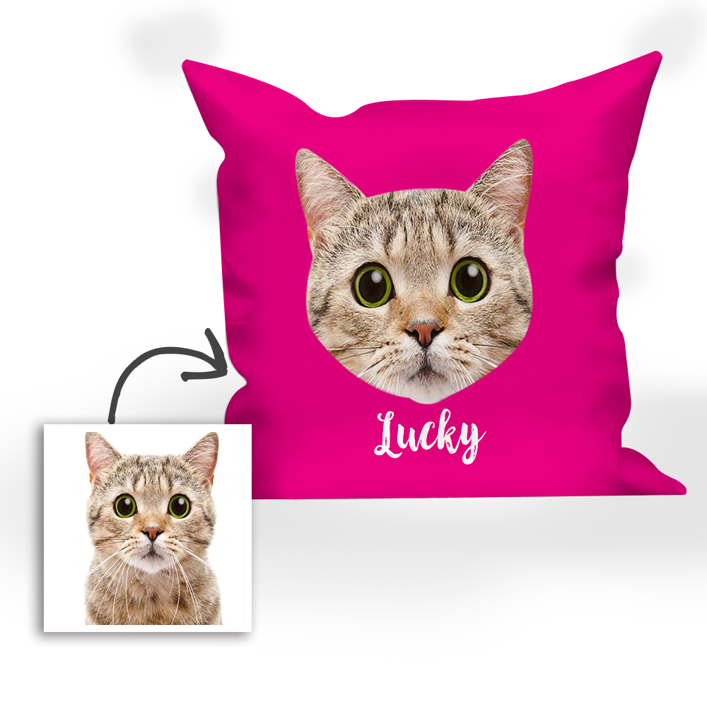 Multi-color Custom Engraved Cat Photo Pillow
