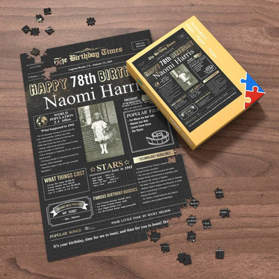 100 Years History News Custom Photo Jigsaw Puzzle Newspaper Decoration 78th Anniversary Gift  78th Birthday Gift Back in 1943